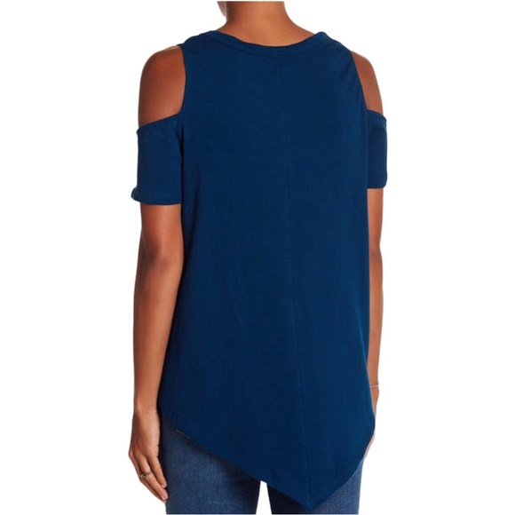 H by Bordeaux Blue Oversized Cold Shoulder Tunic sz Small NEW - Picture 2 of 6